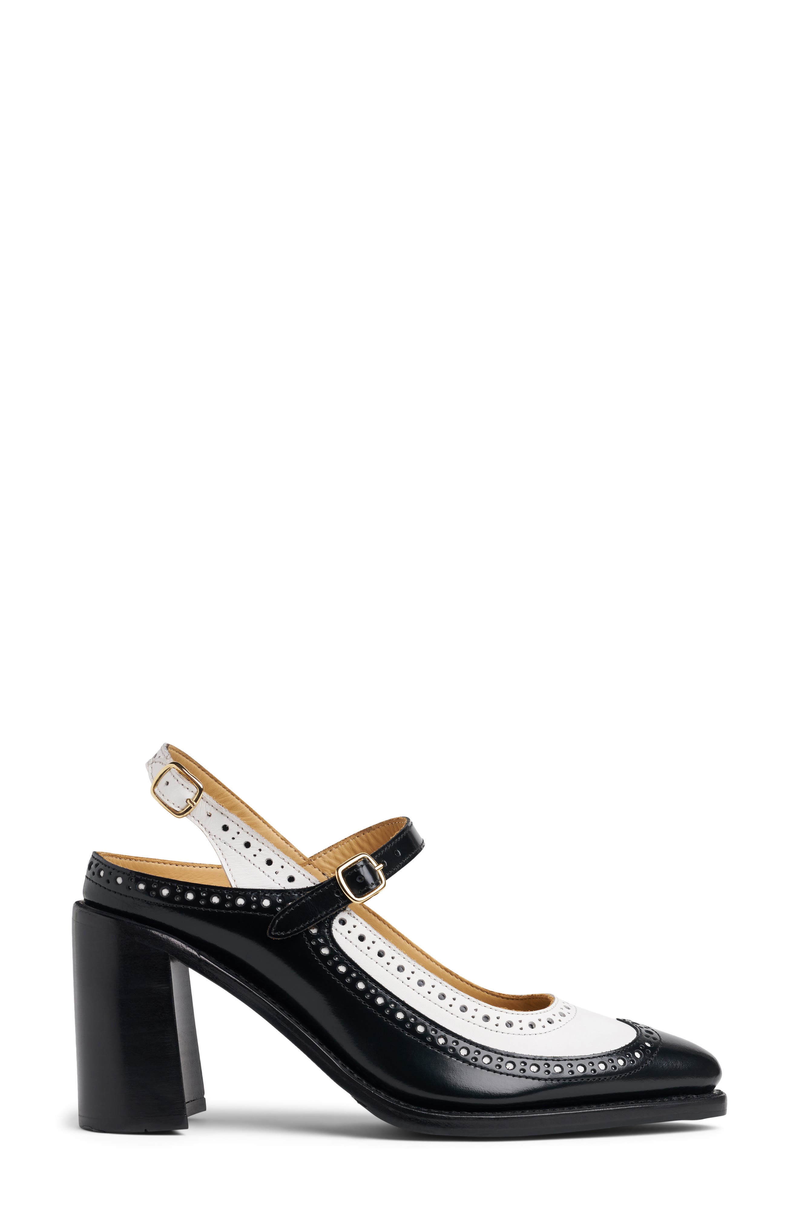 THE OFFICE OF US Mrs. Russel Ankle Strap Pump, Alternate, color, Black/ White