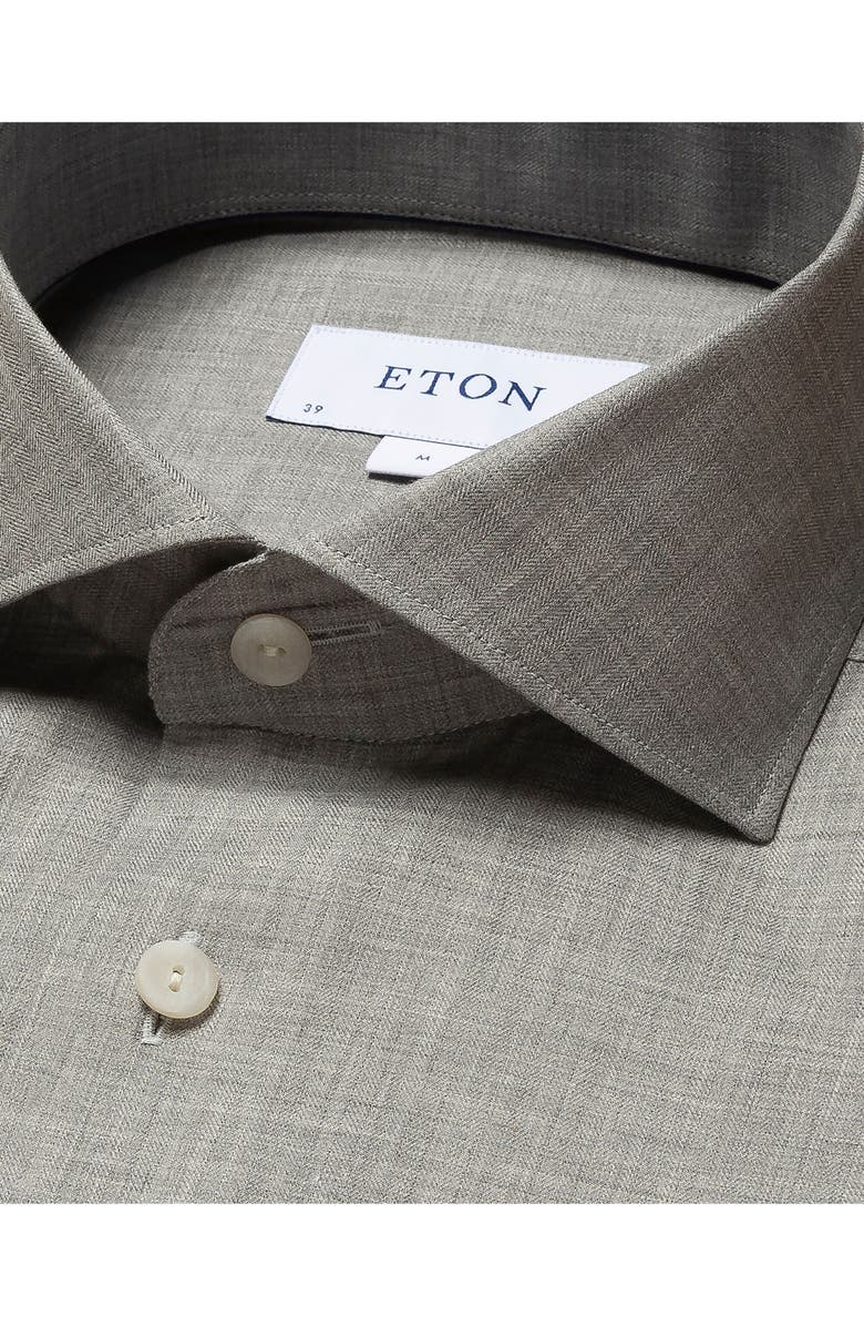 Eton Contemporary Fit Herringbone Flannel Dress Shirt, Alternate, color, 