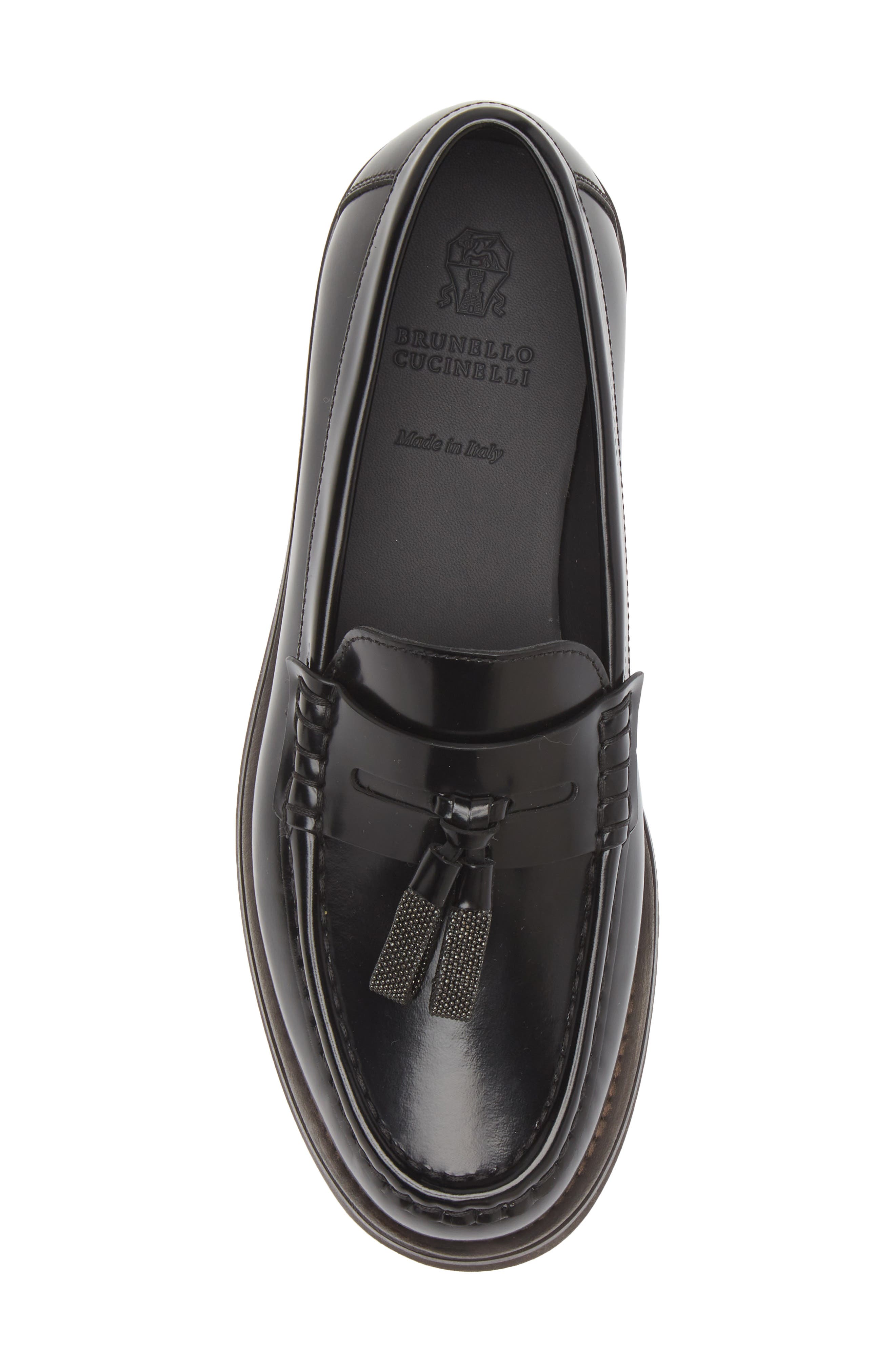 Brunello Cucinelli Monili Tassel Loafer, Alternate, color, Black