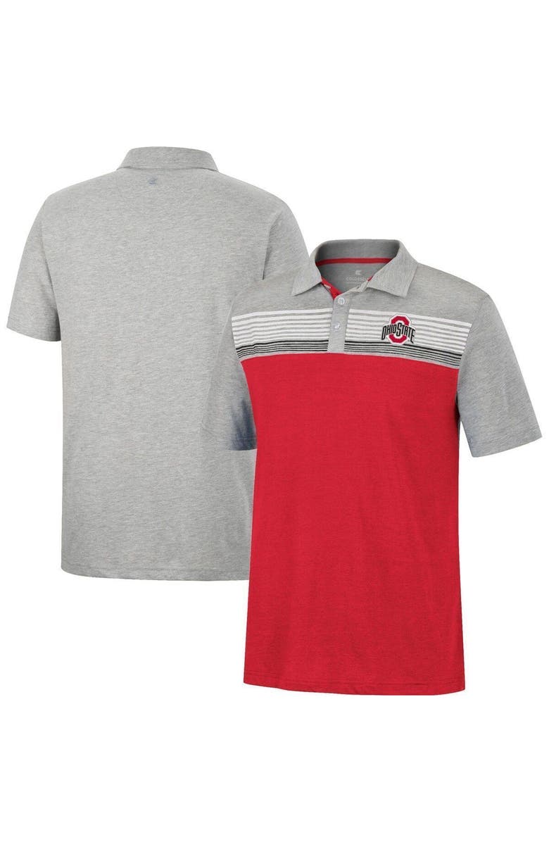 COLOSSEUM Men's Colosseum Scarlet/Heathered Gray Ohio State Buckeyes Caddie Polo, Alternate, color, 