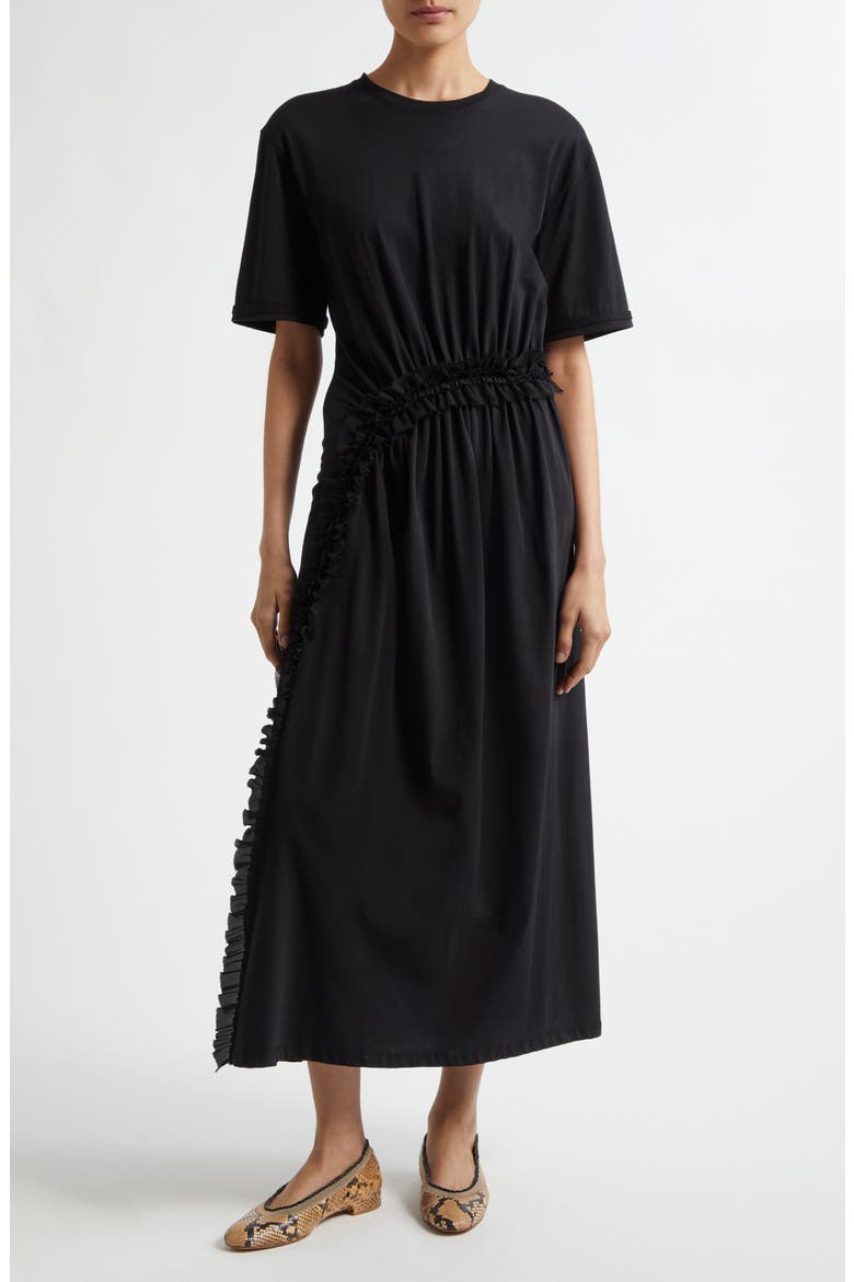 Lilia Organic Cotton Midi Dress, Main, color, NOIR