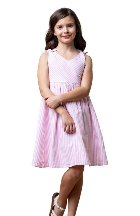 Girls' Sleeveless Bow Shoulder Swing Dress, Toddler