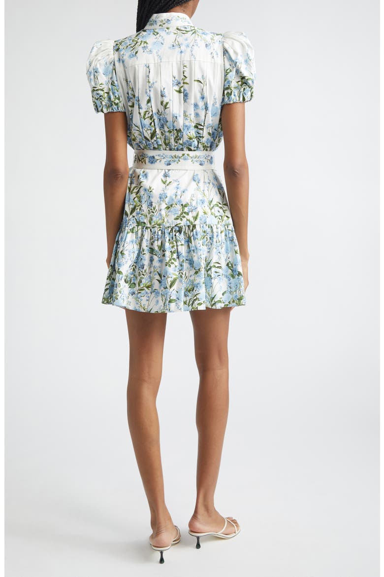 Cora Puff Sleeve Tie Belt Stretch Cotton Mini Shirtdress, Alternate, color, FRESH AIR CAROLINA BLUE