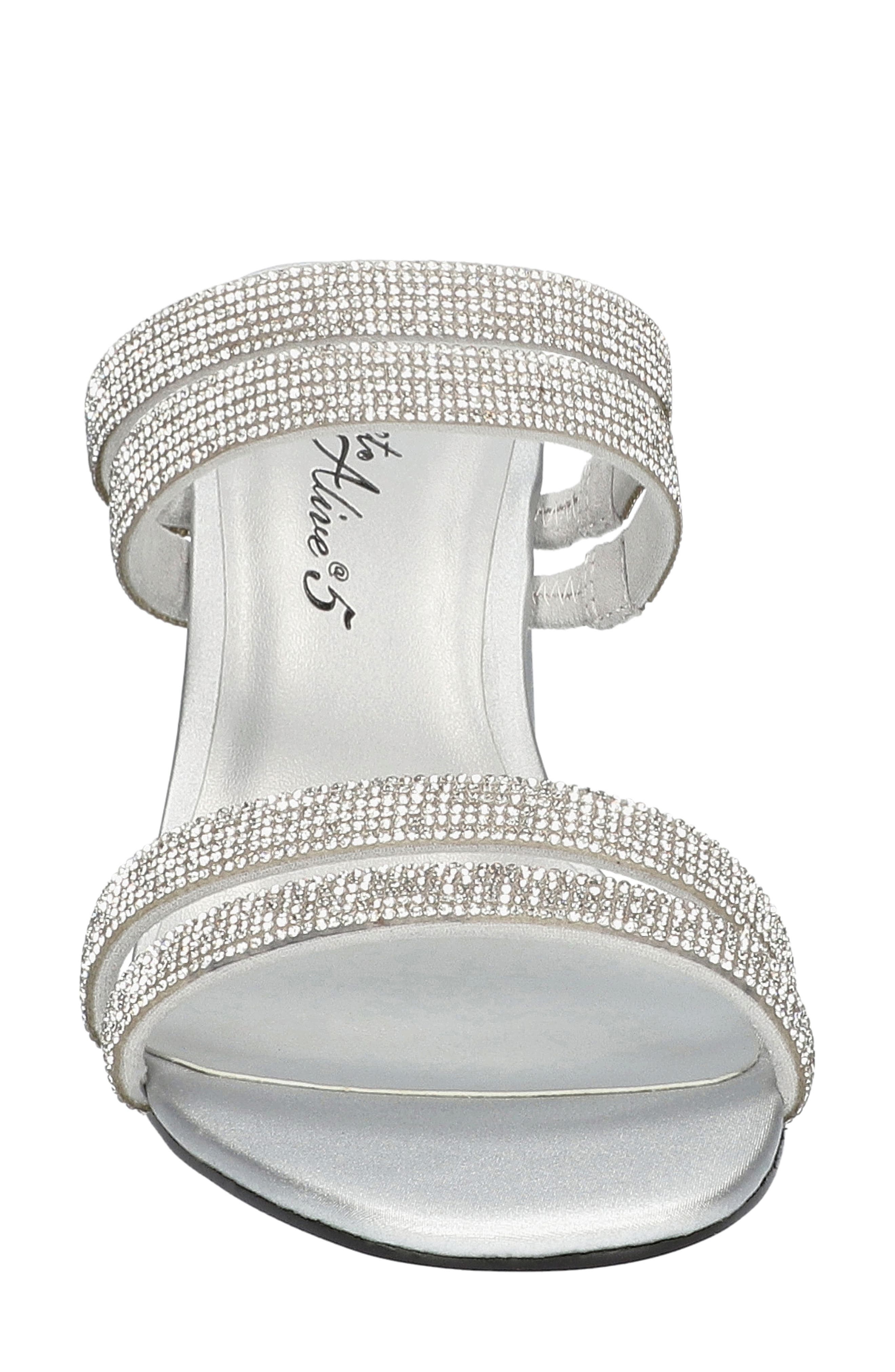 Jemma Slide Sandal, Alternate, color, SILVER SATIN STONES