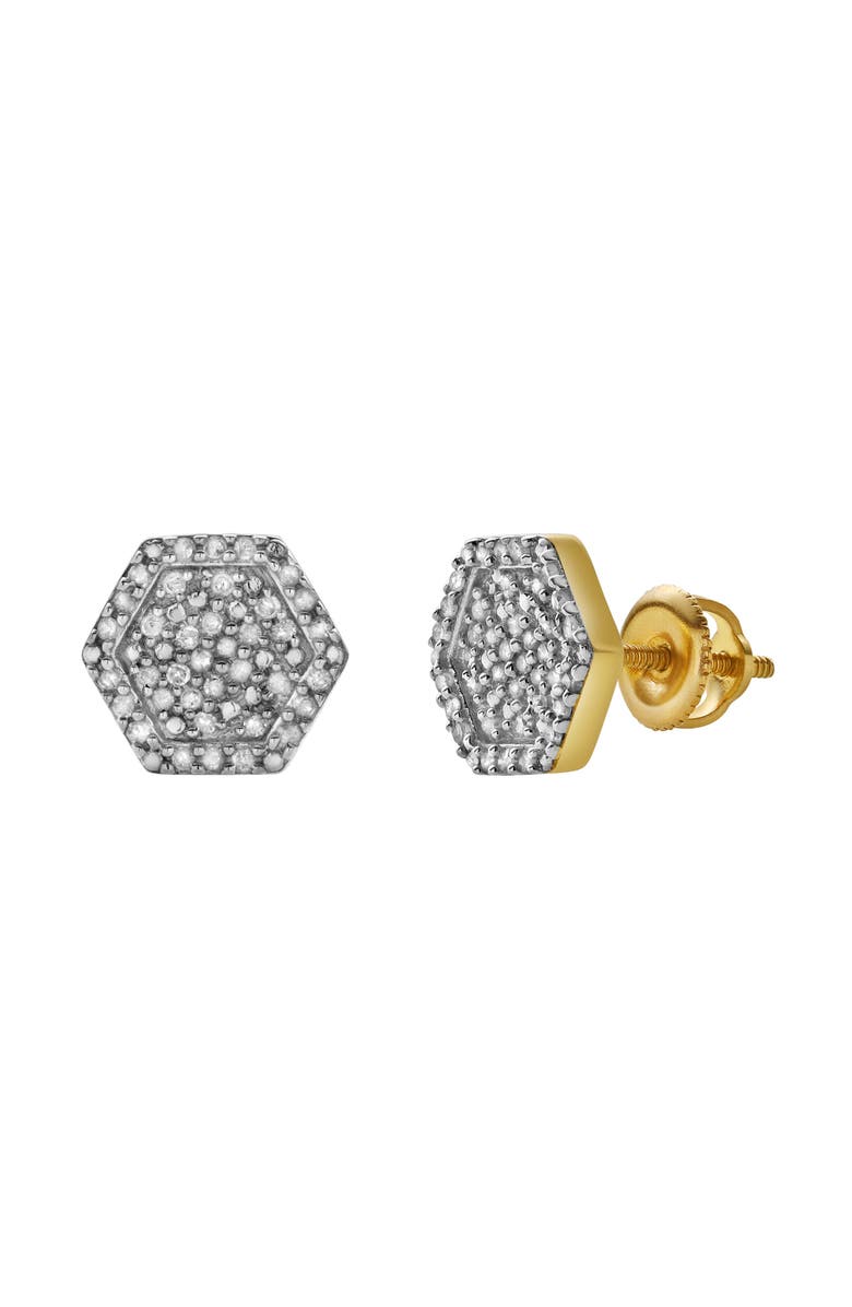 LuvMyJewelry Vaelora XL 10K Yellow Gold Cluster Diamond Unisex Earrings - 0.25 Cts, Main, color, 