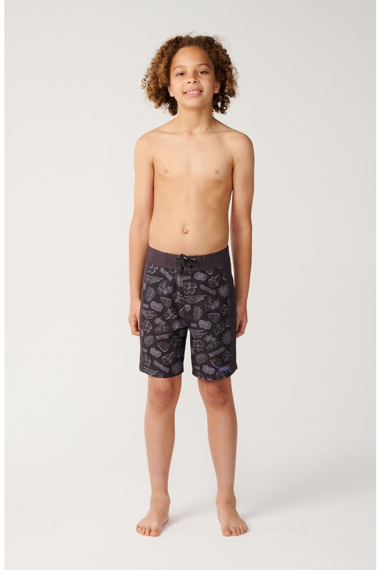 Kids' Surf Shack Elasto Board Shorts, Alternate, color, WASHED BLACK