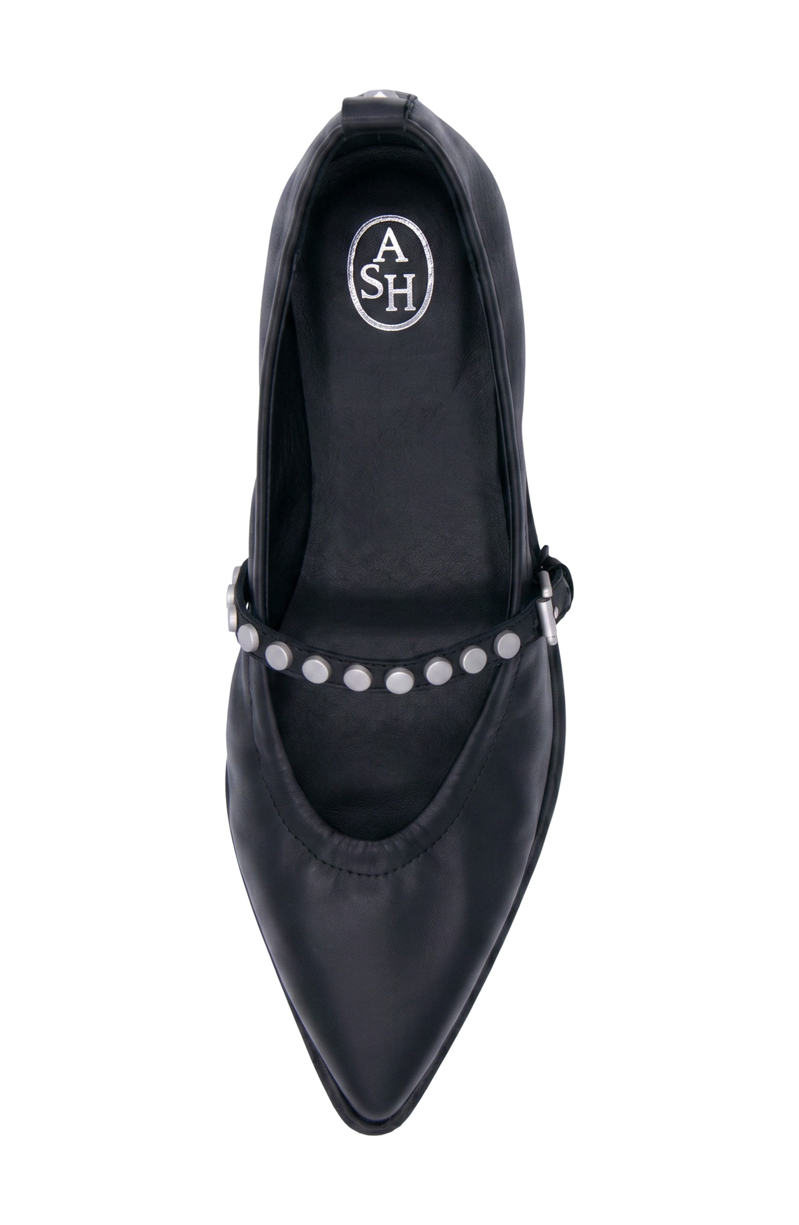 Ash Bella Studded Mary Jane Flat, Alternate, color, Black