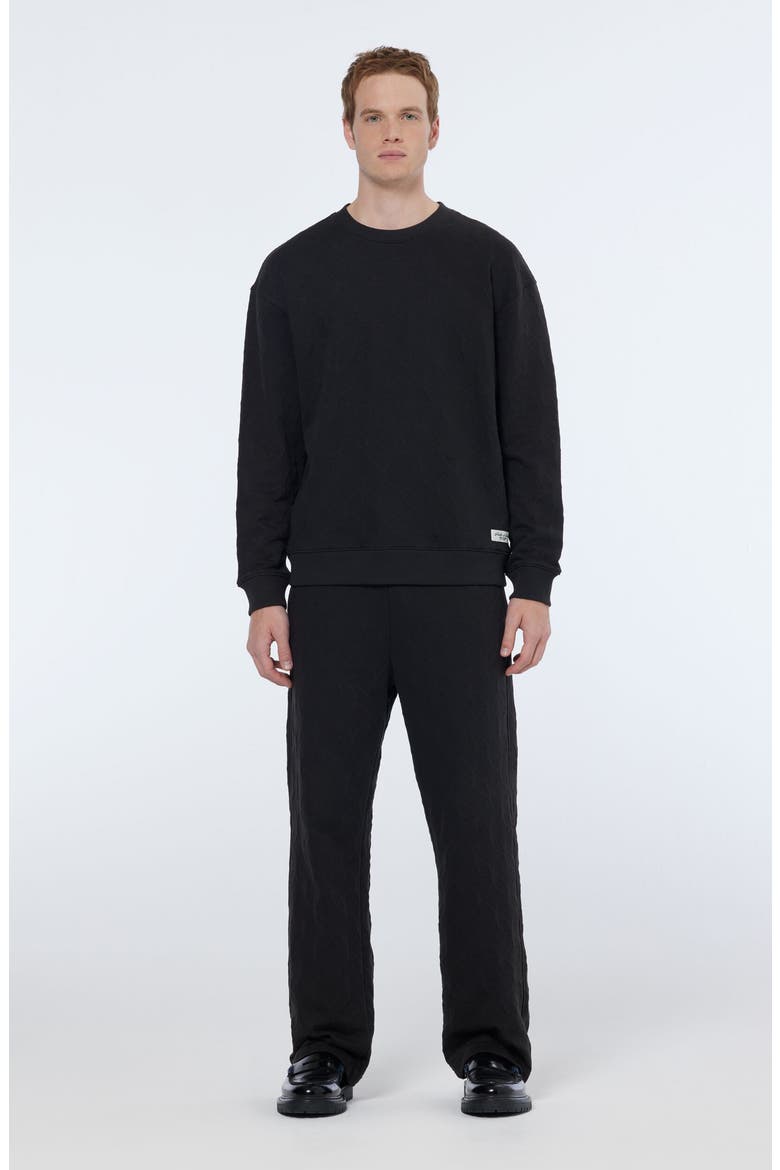 Jacquard Knit Texture Sweatshirt, Alternate, color, BLACK
