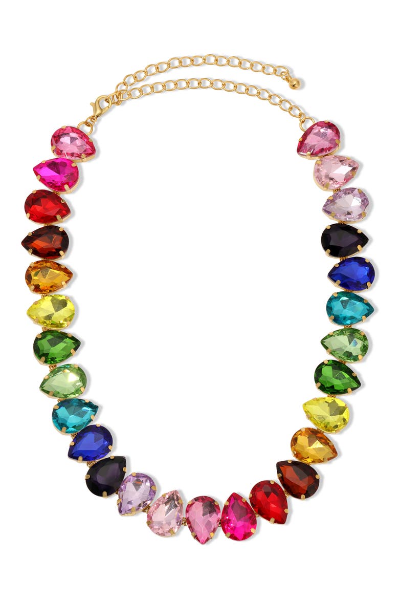Samantha Multicolor Pear Cut Collar Necklace, Main, color, MULTI COLOR