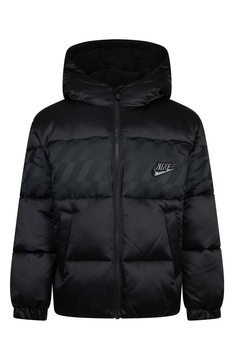 Nike Kids' Jacquard Hazard Stripe Puffer Jacket, Main, color, Black
