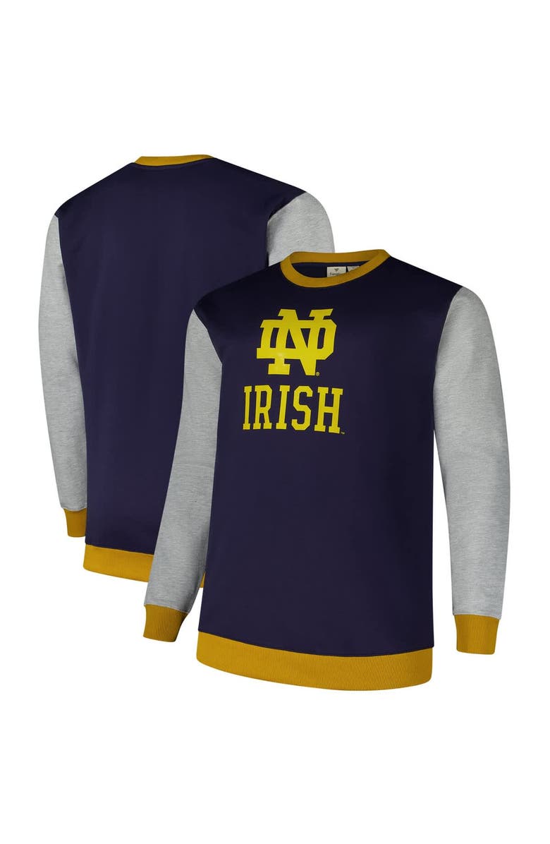 FANATICS Men's Fanatics  Navy Notre Dame Fighting Irish Contrast Sleeve Large Chest Big & Tall Pullover Sweatshirt, Main, color, 