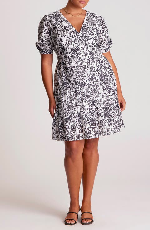 La Rosette Floral Cotton Eyelet Dress (Plus)