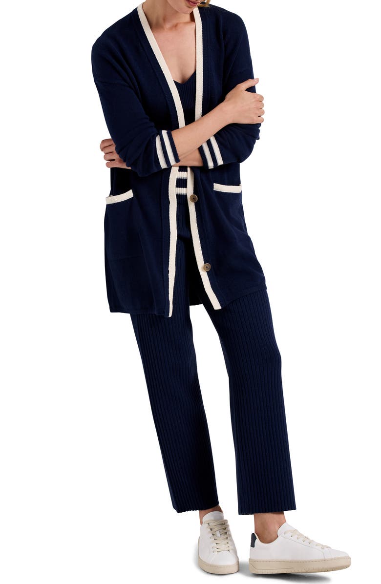 NZ ACTIVE by NIC+ZOE Unwind Wide Leg Rib Knit Pants, Alternate, color, Ink