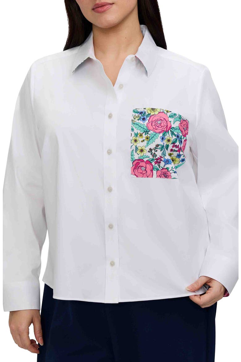 Jodie Cotton Blend Button-Up Shirt, Main, color, WHITE MULTI