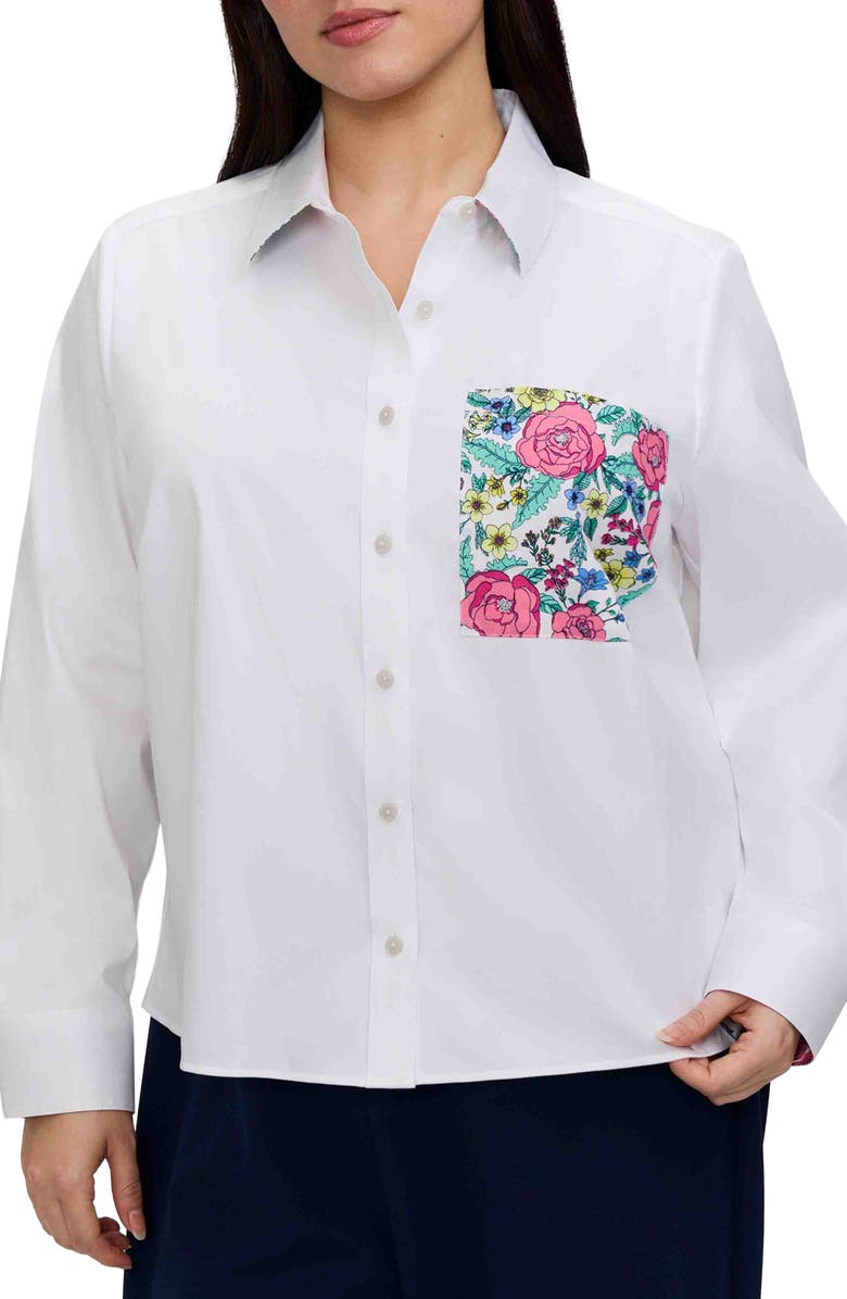 Foxcroft Jodie Cotton Blend Button-Up Shirt, Main, color, 