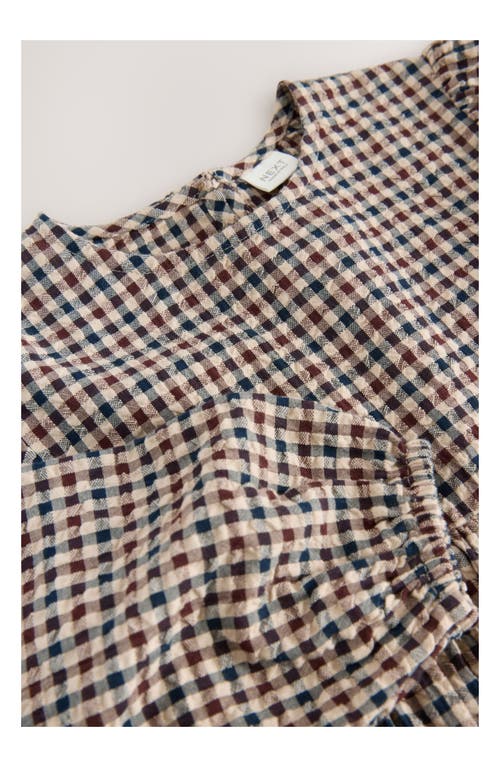 Next Kids' Gingham Tiered Dress In Neutral