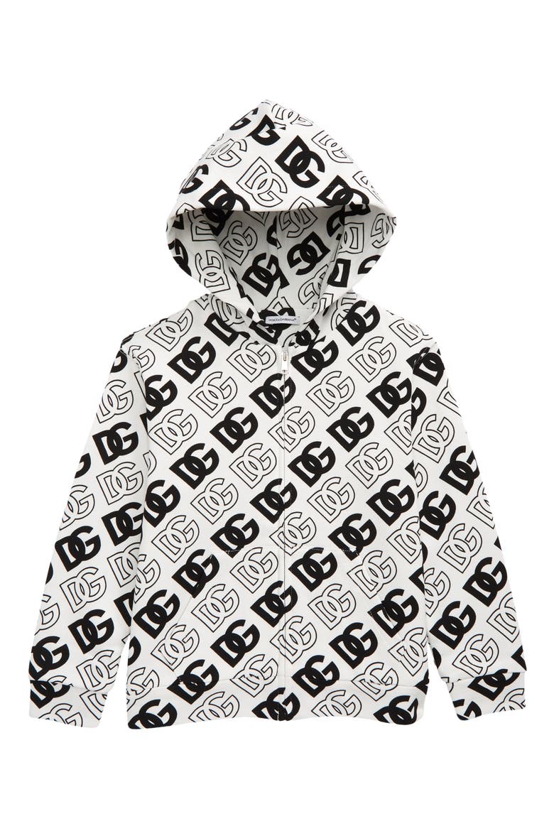 Kids' Full Zip Cotton Logo Hoodie, Main, color, HAVBN LOGO NERO F.BCO