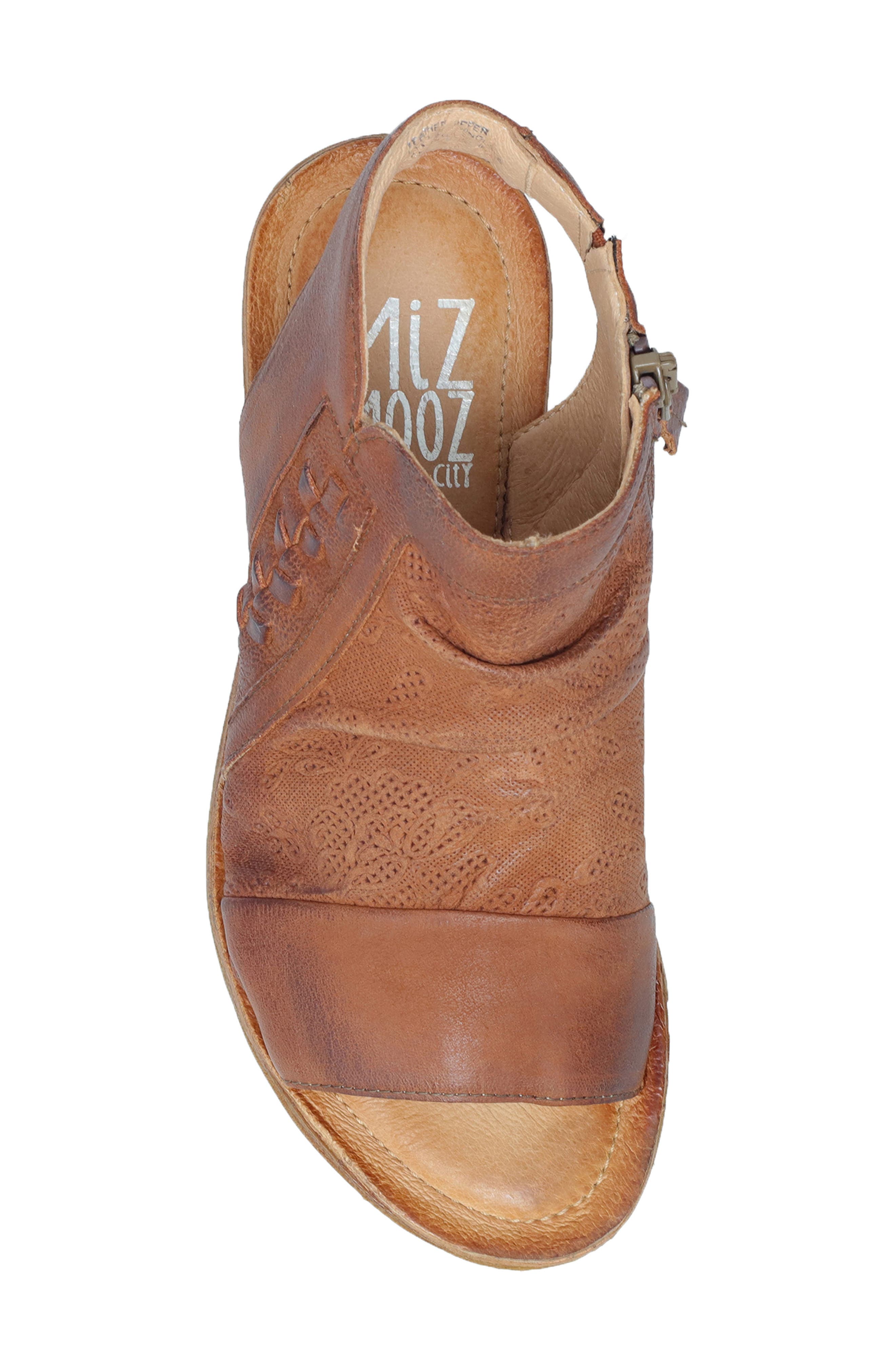 Miz Mooz Flaire Scrunch Leather Sandal, Alternate, color, Brandy