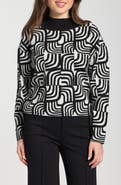 APNY Abstract Jacquard Mock Neck Sweater