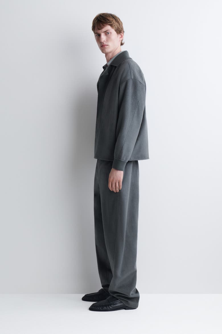 Oversized Brushed Jersey Shirt, Alternate, color, STEEL GRAY
