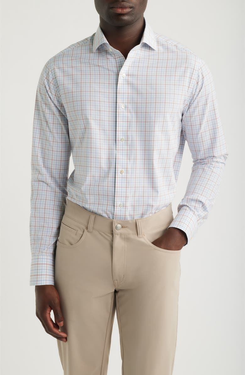 Peter Millar Crown Crafted Main Performance Poplin Button-Up Shirt, Main, color, Blue Frost