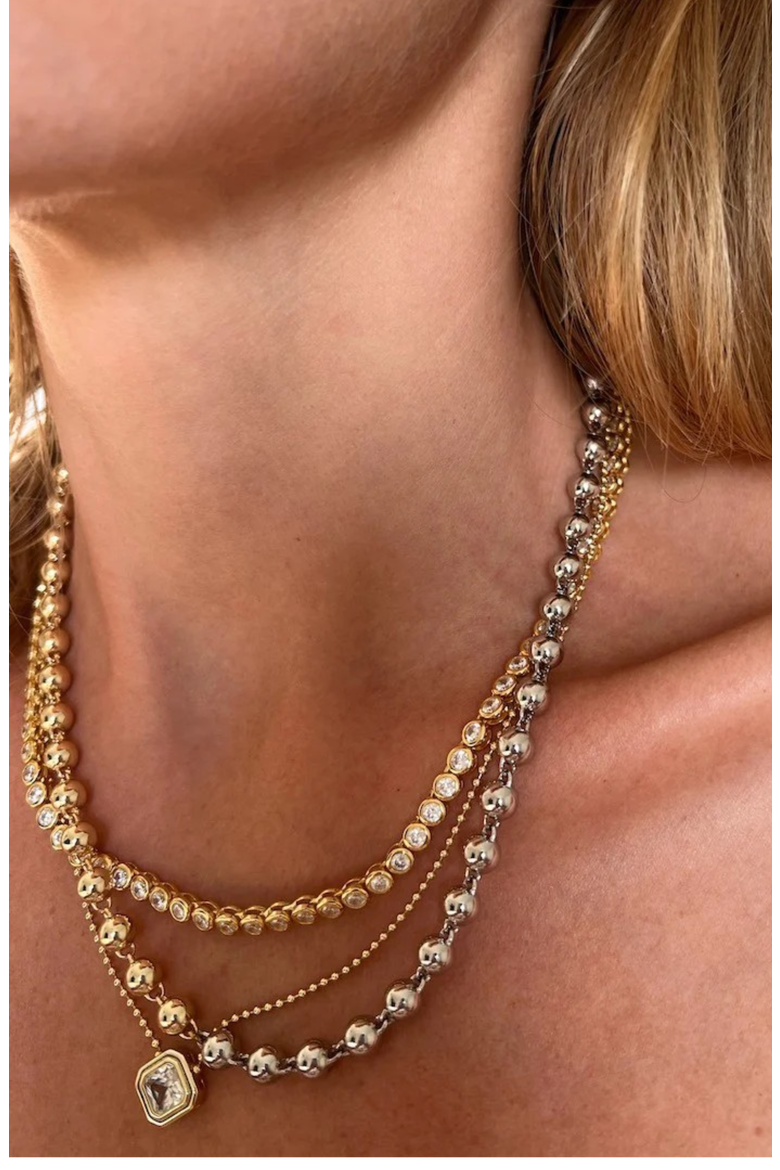 Duo Ball Necklace, Alternate, color, Gold/Silver