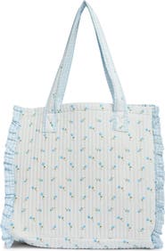 Madden Girl Floral Quilted Tote Bag with Pouch