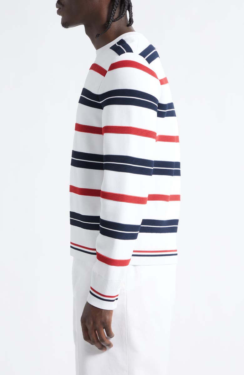 Thom Browne Variegated Rep Stripe Ottoman Stitch Sweatshirt, Alternate, color, White
