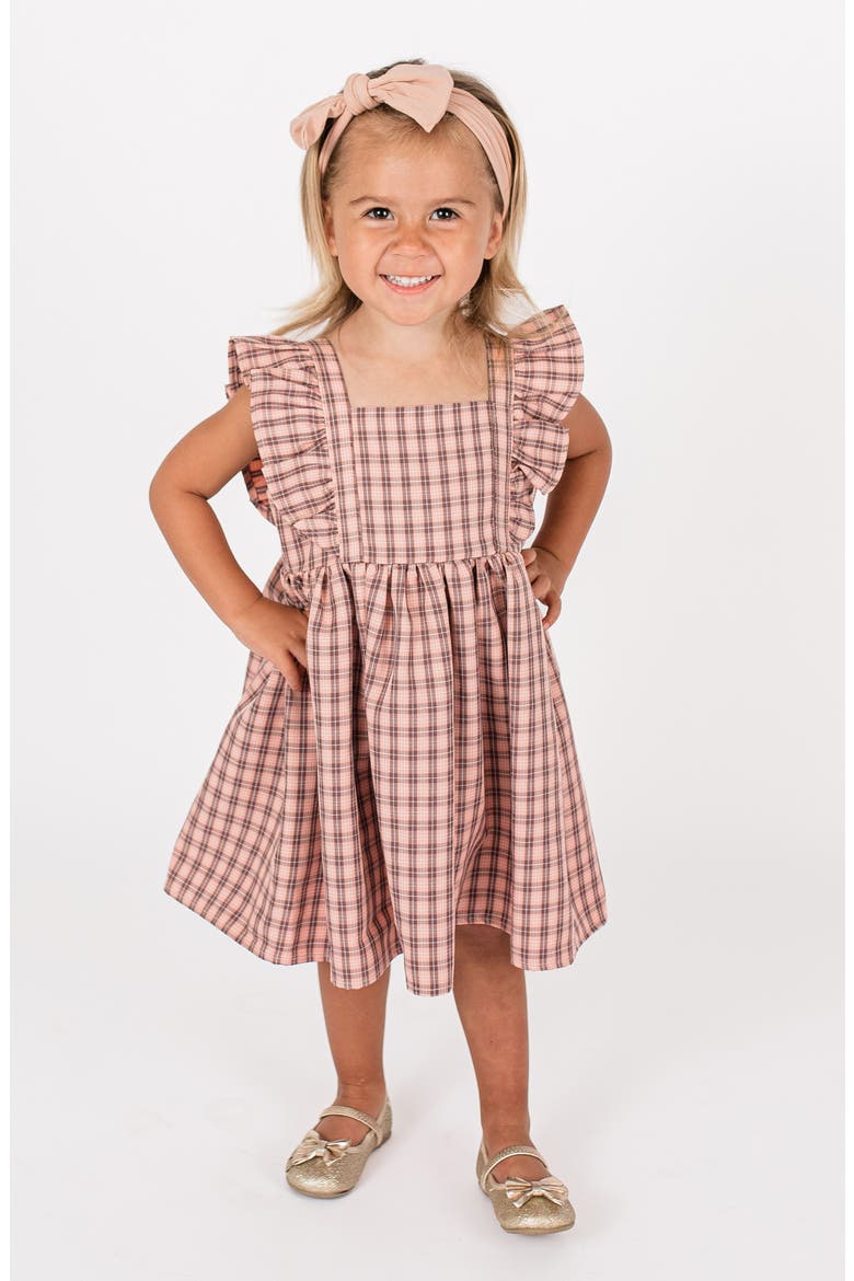 Check Ruffle Dress, Main, color, RED/ WHITE