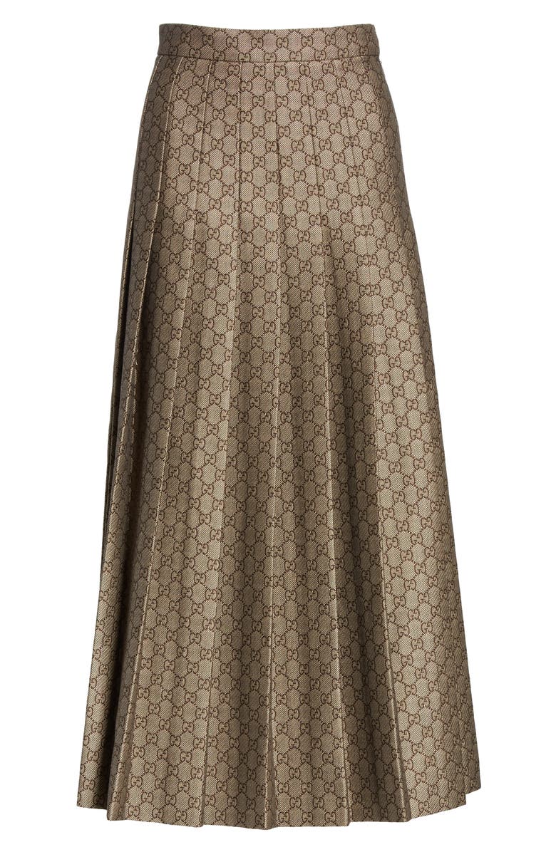 Gucci Pleated GG Canvas Skirt, Alternate, color, 