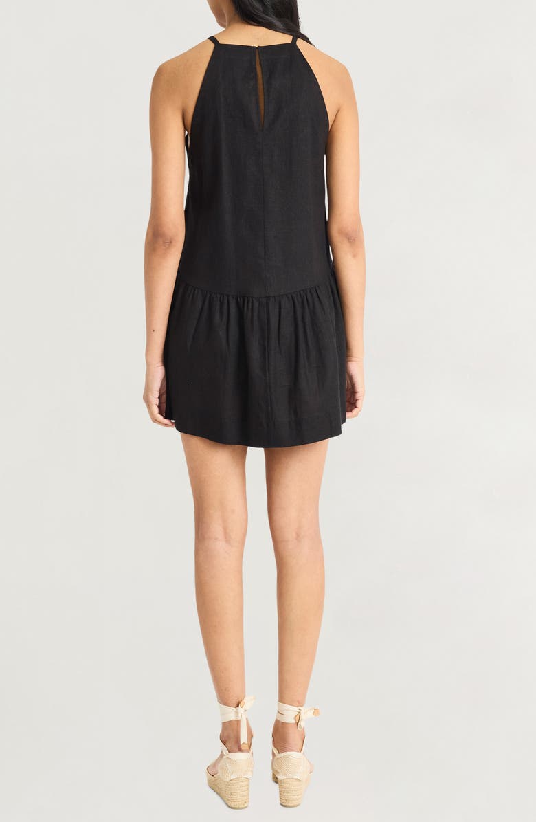 The Good Journey Keyhole Linen Blend Minidress, Alternate, color, Black