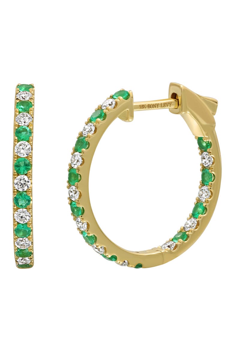 El Mar Diamond Hoop Earrings (Nordstrom Exclusive), Main, color, 18K YELLOW GOLD/ EMERALD