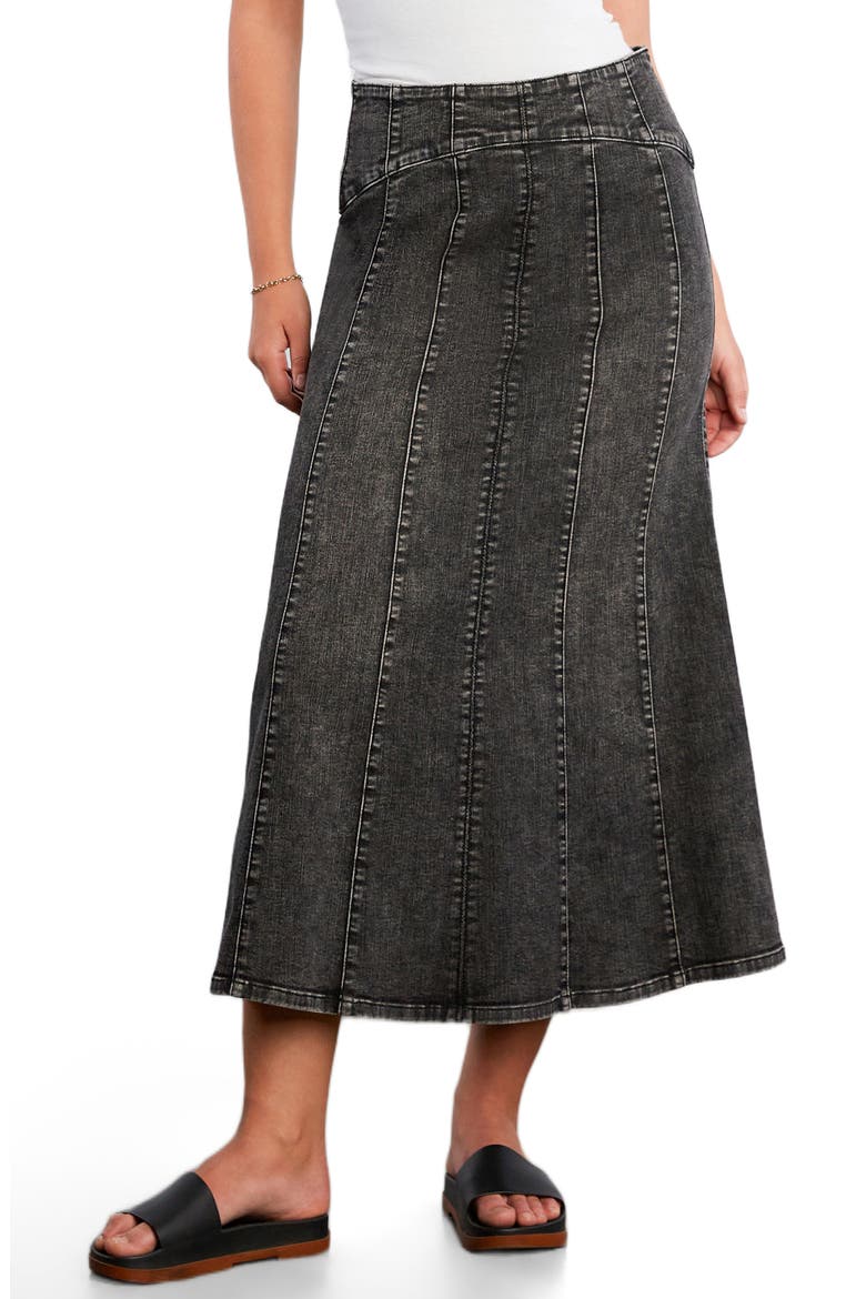 Bellas Denim Midi Skirt, Main, color, SOFT GREY