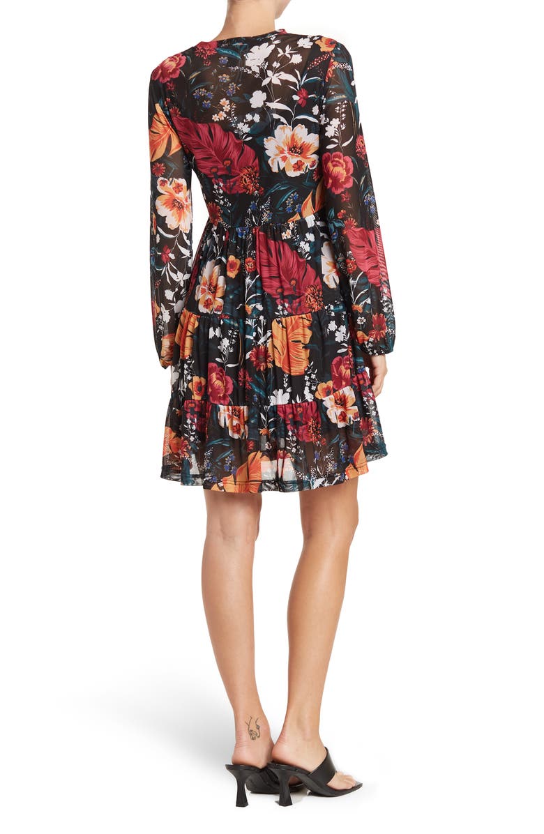 Love By Design Catherine Long Sleeve Mesh Babydoll Dress, Alternate, color, 