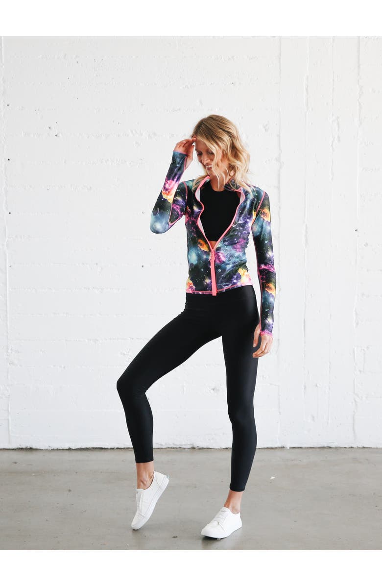 TUTUBLUE Women's Full Zip-Front Rash Guard Swim Top - UPF 50+, Alternate, color, Galaxy Nebula