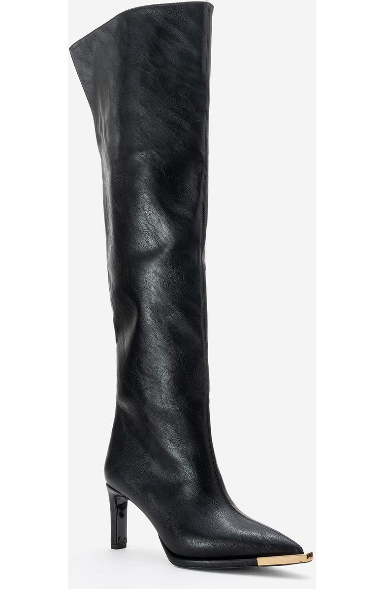 Prologue Shoes Vody Over The Knee Zip Stiletto Boot, Main, color, Black Faux Leather