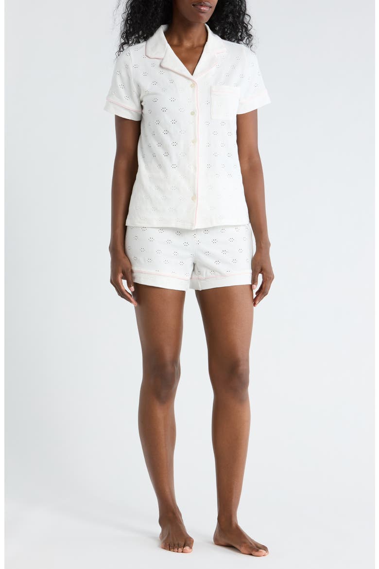 Eyelet Short Pajamas, Main, color, OFF WHITE