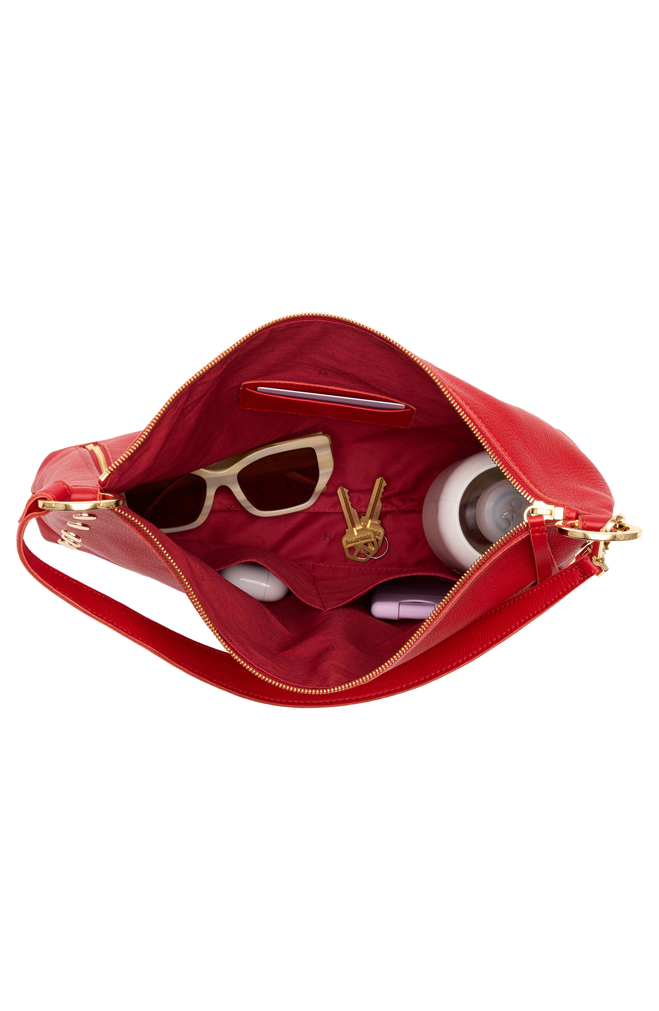 HAMMITT Large Kyle Leather Shoulder Bag, Alternate, color, Chili Red/ Gold