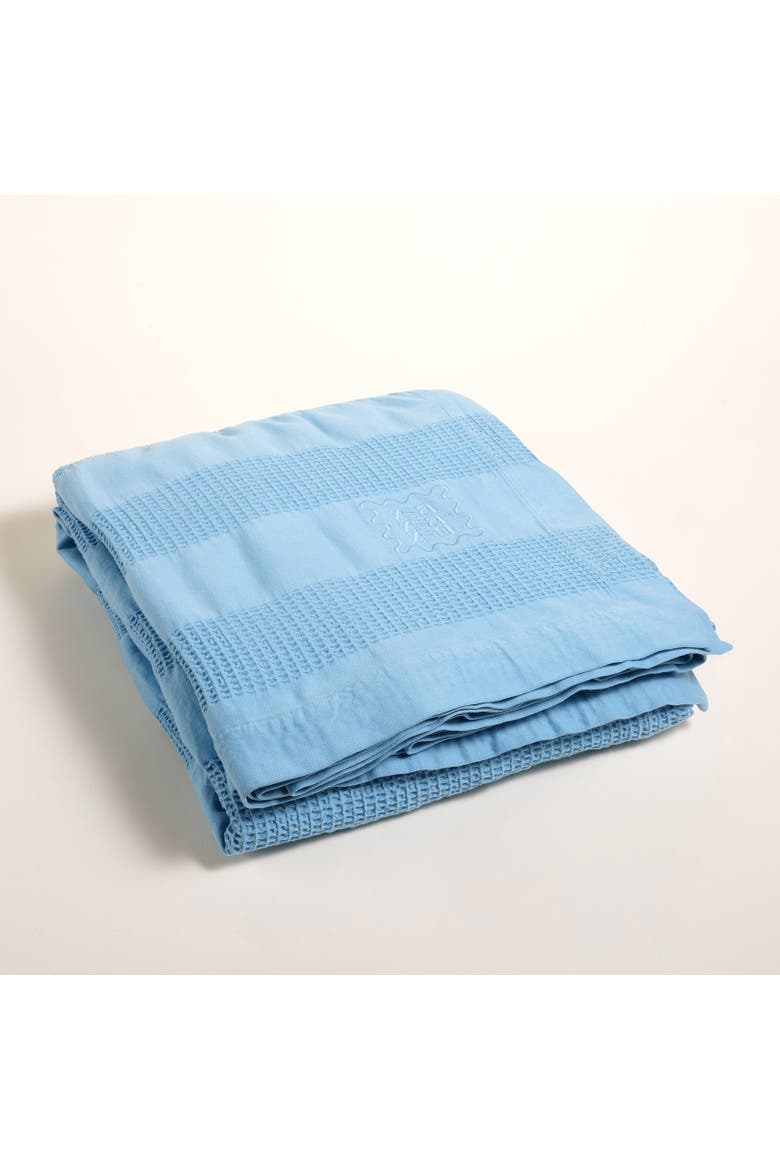 Braga Waffle King Size 100% 94.5" x 86.5" Artisan Design, Alternate, color, Blue