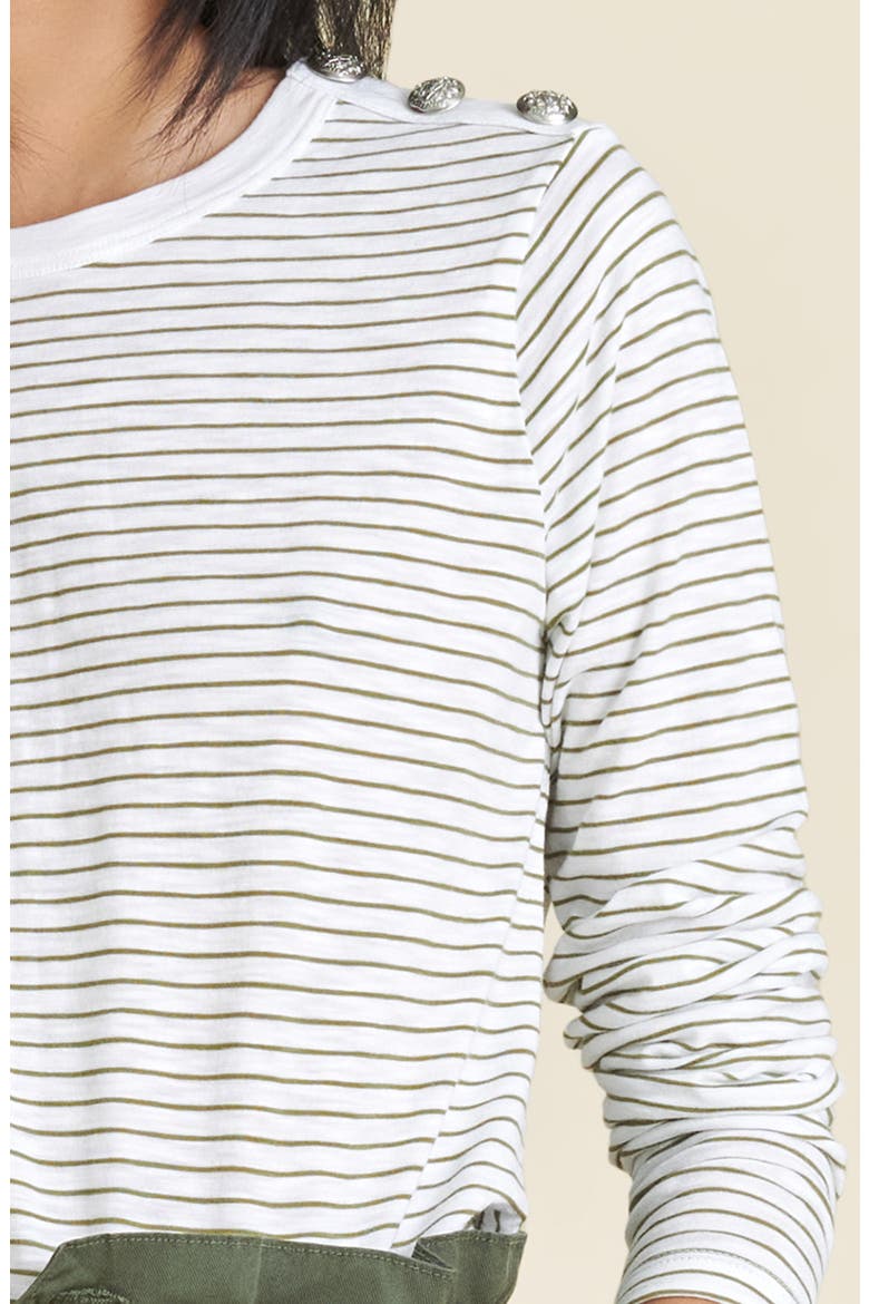 Annemarie Stripe Long Sleeve Cotton Top, Alternate, color, WHITE/ FERN