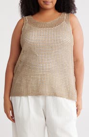 Eileen Fisher Open Stitch Organic Cotton Sleeveless Sweater