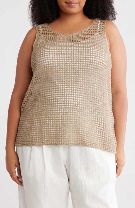Eileen Fisher Open Stitch Organic Cotton Sleeveless Sweater