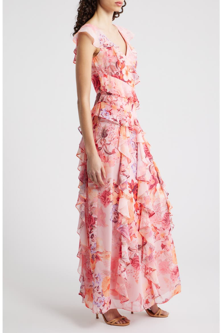 Flutter Chiffon Maxi Dress, Alternate, color, BLUSH