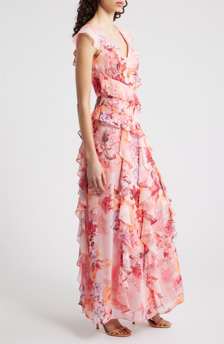 Eliza J Flutter Chiffon Maxi Dress, Alternate, color, Blush