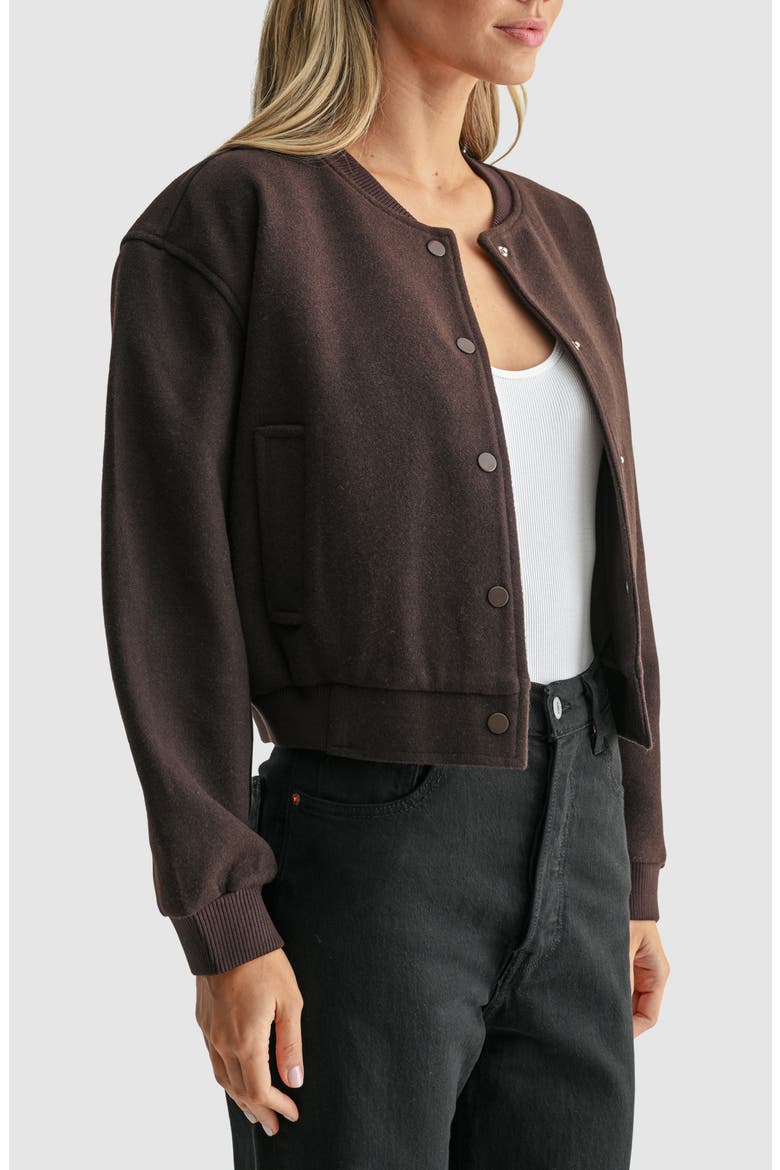 Snap-Front Bomber Jacket, Alternate, color, CHOCOLATE
