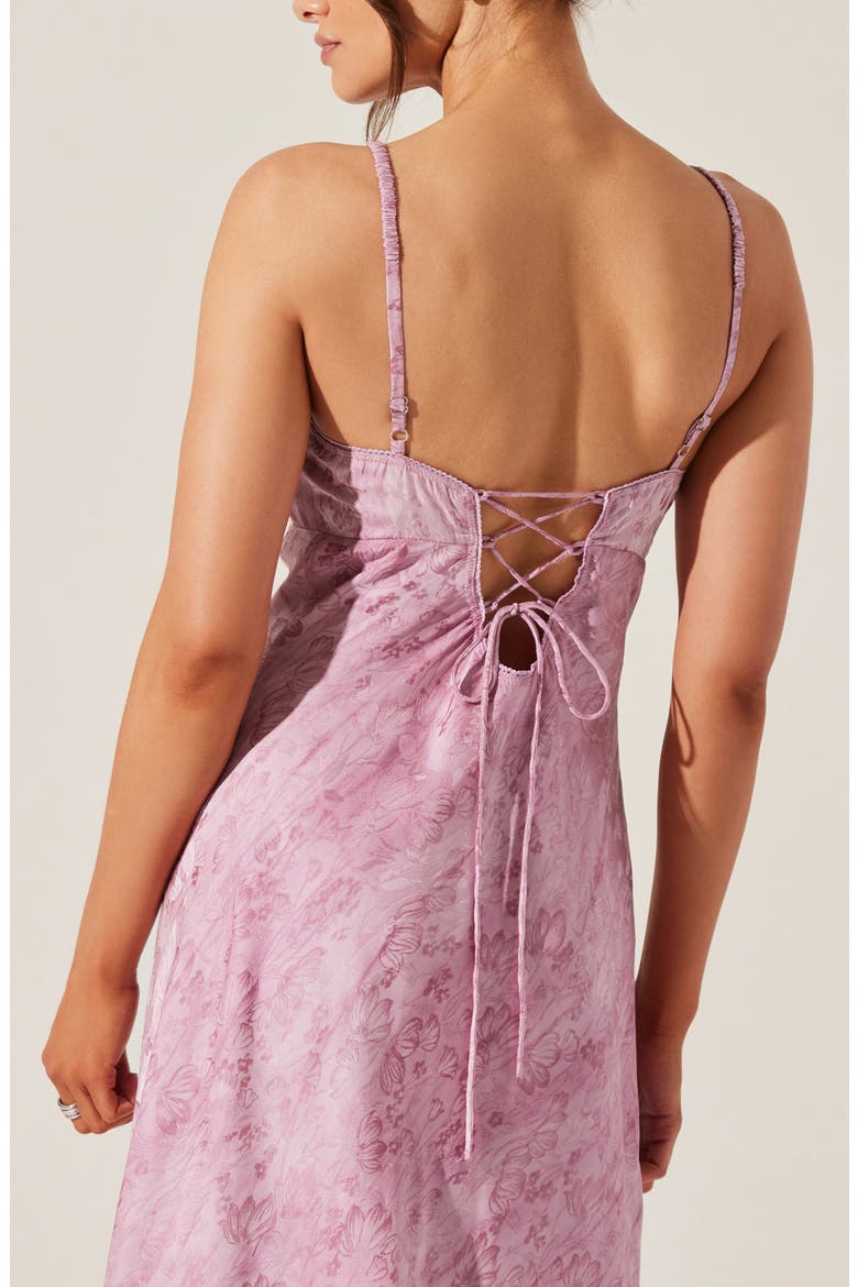 Kaiya Floral Bias Cut Satin Dress, Alternate, color, PINK