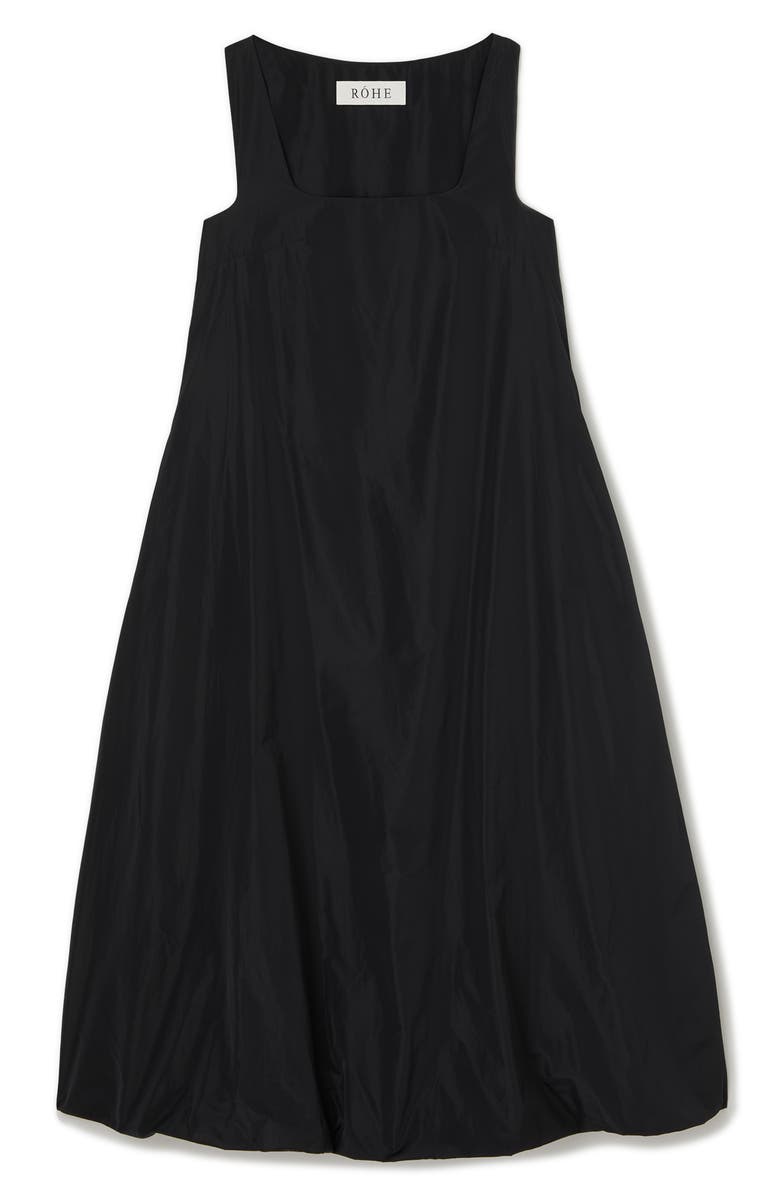 Róhe Balloon Hem Technical Taffeta Midi Dress, Alternate, color, Black