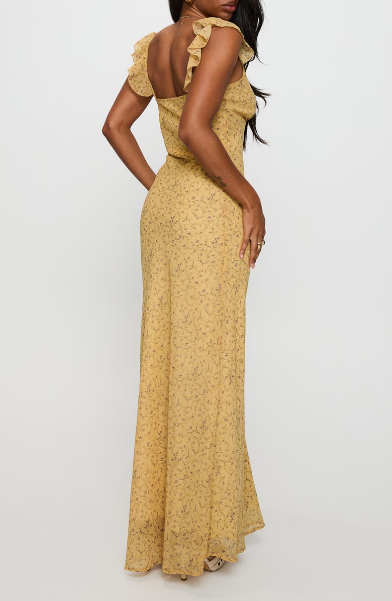 Princess Polly Dearlie Floral Ruffle Strap Maxi Dress, Alternate, color, Yellow