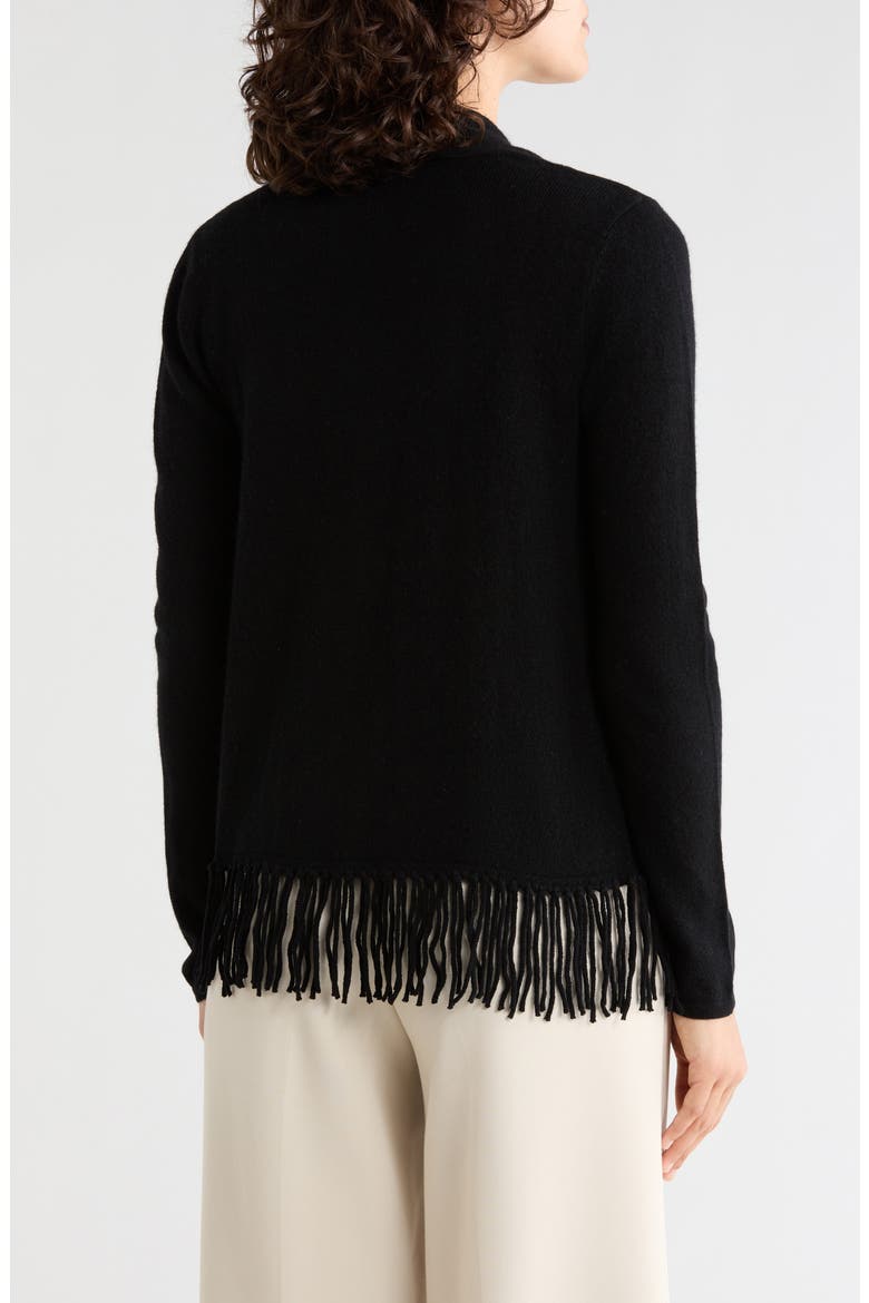 Wool & Cashmere Fringe Cardigan, Alternate, color, BLACK