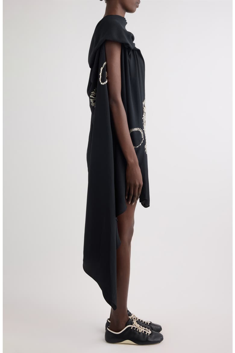 Ducya Embellished Cape Dress, Alternate, color, BLACK